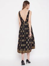 Load image into Gallery viewer, Deep back box pleated Midi Printed Dress