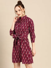 Load image into Gallery viewer, Front tie up shirt dress