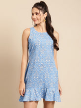 Load image into Gallery viewer, Printed Shift Dress with flare at the hem