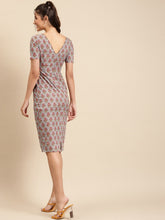 Load image into Gallery viewer, Pencil fit printed Midi Dress with back slit