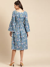 Load image into Gallery viewer, Foral Print Midi Dress with bell sleeve