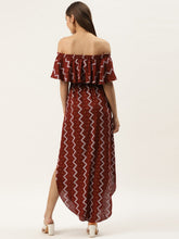 Load image into Gallery viewer, Off shoulder Flare yoke and U hem maxi dress