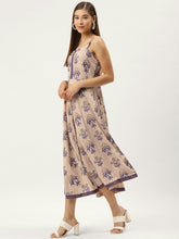 Load image into Gallery viewer, Shoulder strap flared midi dress
