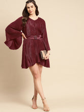 Load image into Gallery viewer, Flared mini dress with belt