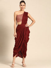 Load image into Gallery viewer, Cowl Skirt with dupatta drape and blouse