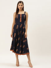 Load image into Gallery viewer, Shoulder strap flared midi dress