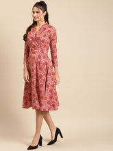 Load image into Gallery viewer, Notch collar with biased flare midi dress