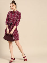 Load image into Gallery viewer, Front tie up shirt dress