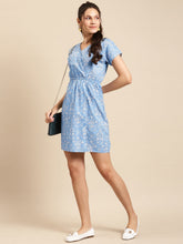 Load image into Gallery viewer, Overlap printed kimono sleeve short dress