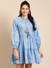 Load image into Gallery viewer, Mini Printed layered dress with balloon sleeve