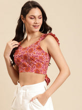 Load image into Gallery viewer, Back tie up Printed Crop Top