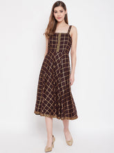Load image into Gallery viewer, Shoulder strap flared midi dress