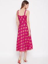 Load image into Gallery viewer, Shoulder strap flared midi dress