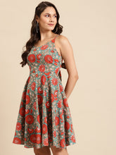 Cargar imagen en el visor de la galería, Printed Back Tie Skater Dress