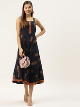 Load image into Gallery viewer, Shoulder strap flared midi dress
