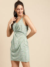 Load image into Gallery viewer, Front twist strap printed dress