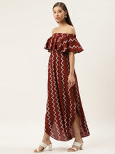 Load image into Gallery viewer, Off shoulder Flare yoke and U hem maxi dress
