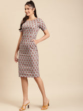Load image into Gallery viewer, Pencil fit printed Midi Dress with back slit
