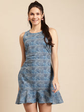 Load image into Gallery viewer, Printed Shift Dress with flare at the hem