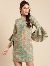 Load image into Gallery viewer, Bell Sleeve printed Dress