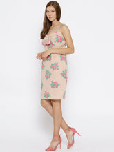 Load image into Gallery viewer, Front Tie Knot Rose print Mini Dress