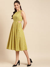 Load image into Gallery viewer, Floral print skater dress with side cut out
