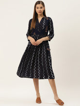 Load image into Gallery viewer, Printed Midi dress with mock waistcoat