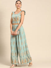 Load image into Gallery viewer, Crop Top with pleated palazzo