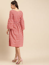 Load image into Gallery viewer, Foral Print Midi Dress with bell sleeve