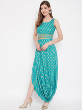 Load image into Gallery viewer, Crop top with cowl dhoti skirt