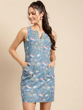 Load image into Gallery viewer, Mini Printed shift dress with big pocket detail