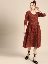 Load image into Gallery viewer, Front button down with pleats midi dress
