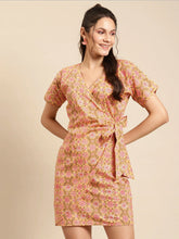 Load image into Gallery viewer, Mini Overlap tie Shift dress