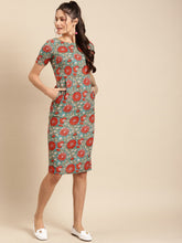 Load image into Gallery viewer, Pencil fit printed Midi Dress with back slit