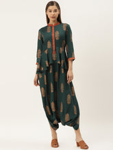 Load image into Gallery viewer, Peplum yoke with low crotch printed jumpsuit