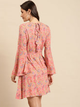 Load image into Gallery viewer, Printed Bell sleeve Dress