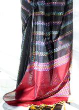 Load image into Gallery viewer, Black Silk Multithread Weaving Saree