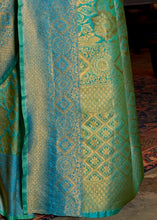 Load image into Gallery viewer, Azure Blue and Green Two Tone Kanjivaram Silk Saree