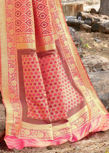 Pink Bridal Silk Banarasi Saree with full Zari weaving