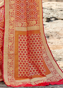 Bright Red Silk Banarasi Saree with full Zari weaving